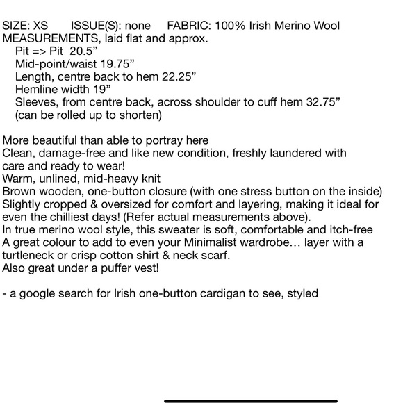 Aran Crafts Women’s Short Cardigan Irish Merino Wool Oversized Size XS - Picture 2 of 16